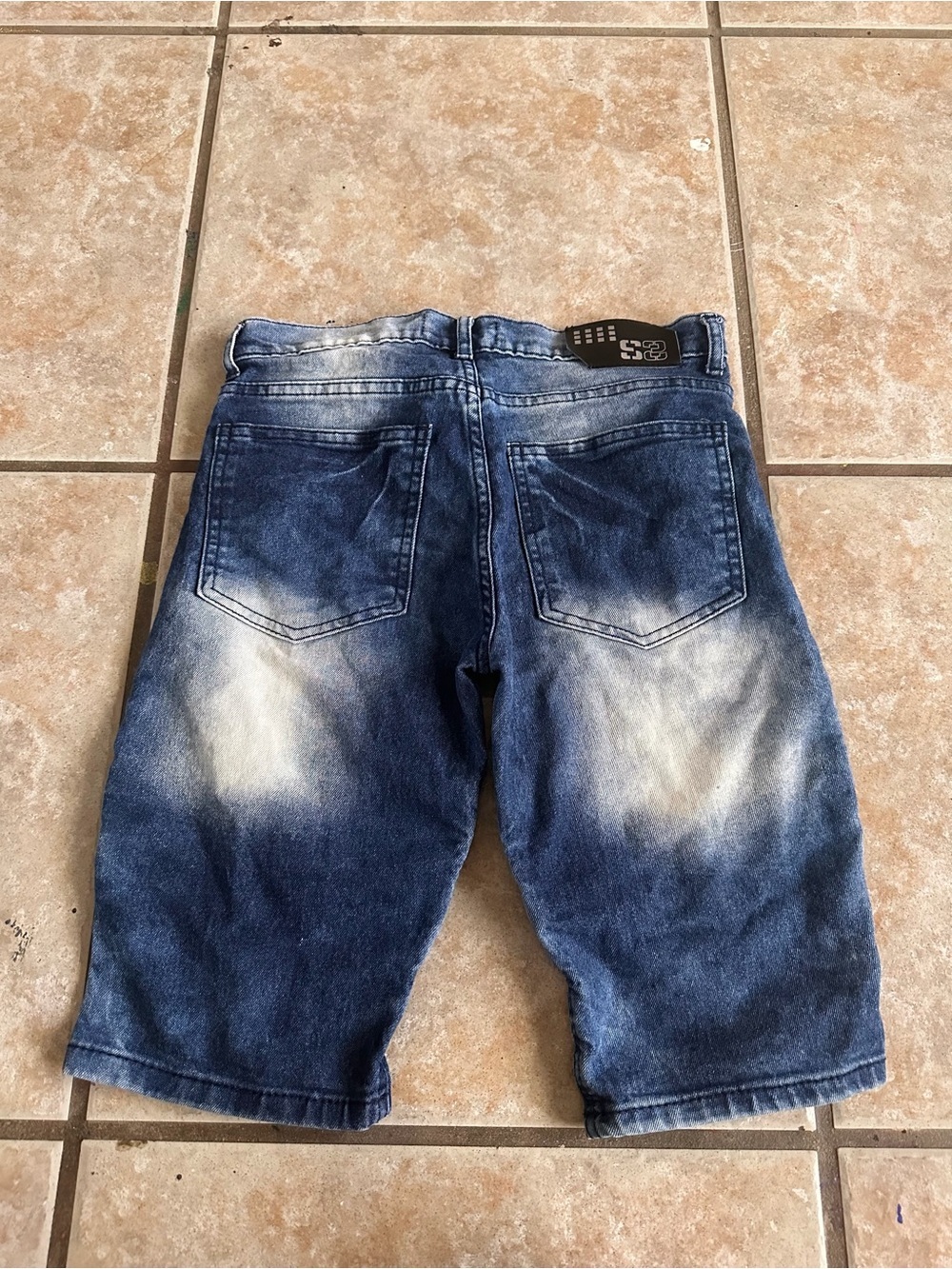Sacred Crown Black Premium Distressed Denim Moto Shorts Boys Size 14 Biker Jorts - Picture 2 of 4